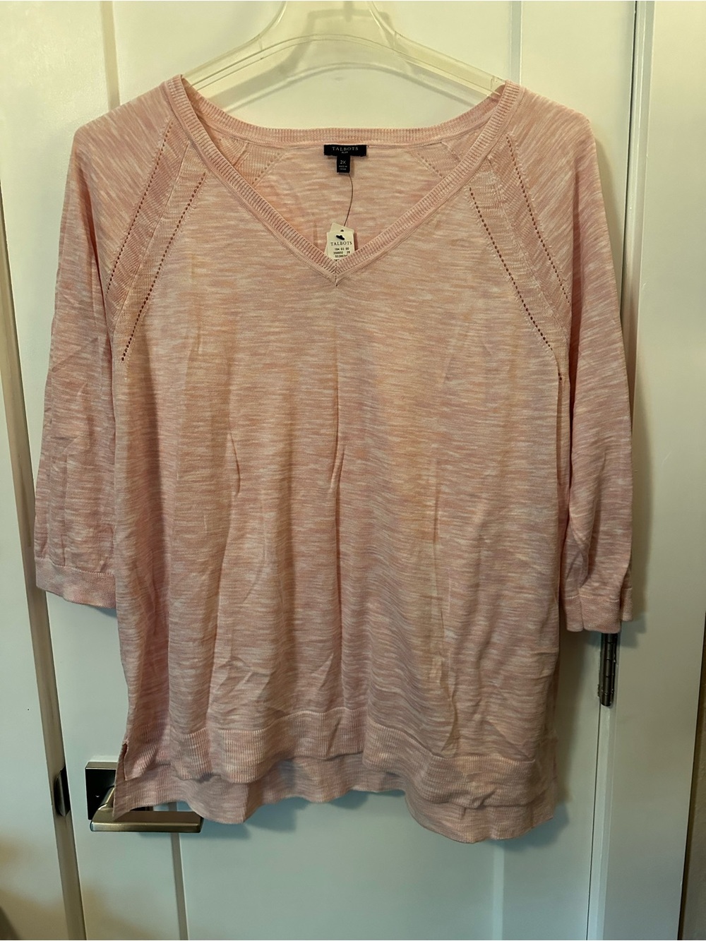 Talbots Light Pink V-Neck Lightweight Knit Top